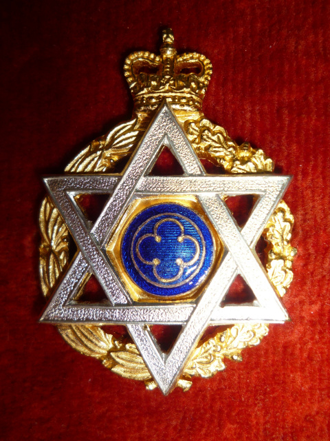Royal Army (Jewish) Chaplain's Department QC Officer's Silver, Gilt & Enamel Cap Badge 